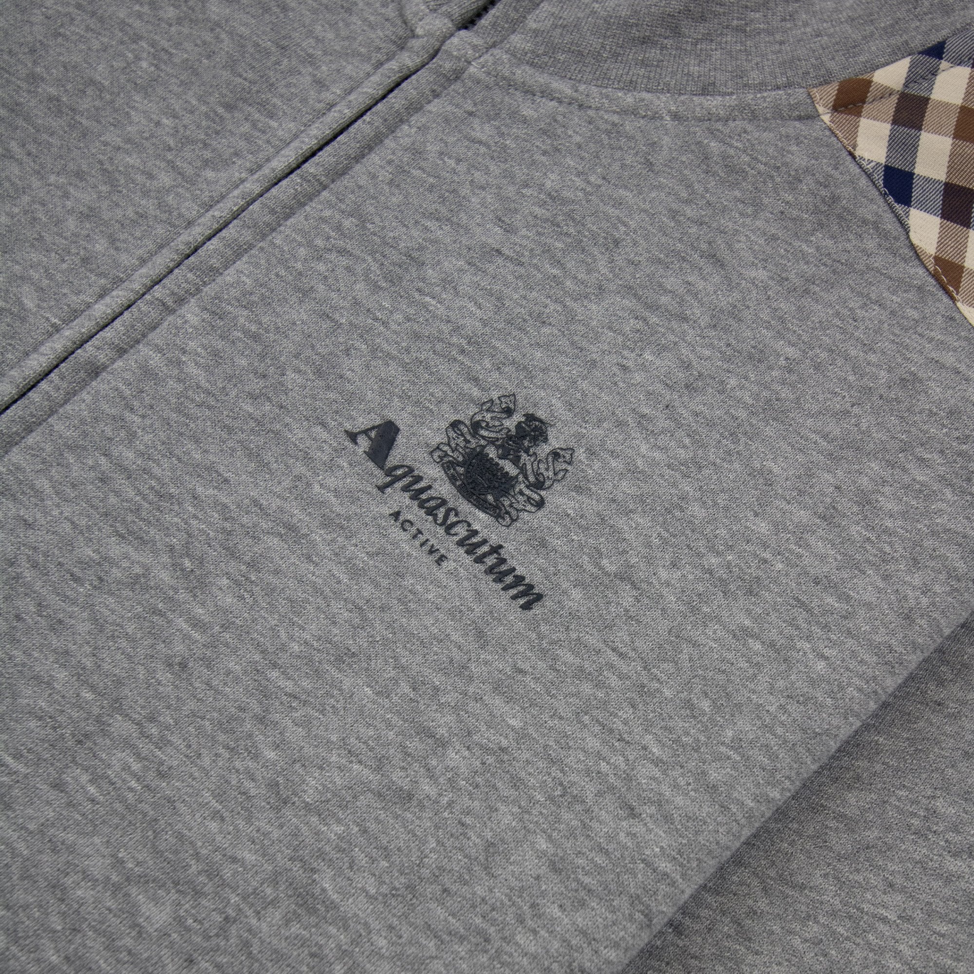 Aquascutum Cc Shoulder Fz Fleece Funnel Neck Dark Grey Melange 53
