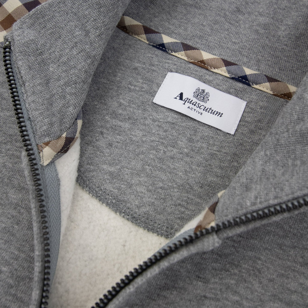Aquascutum Cc Shoulder Fz Fleece Funnel Neck Dark Grey Melange 53