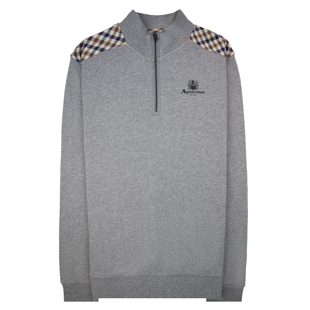 Aquascutum Cc Shoulder 1/4 Zip Sweatshirt Light Melange Grey 05