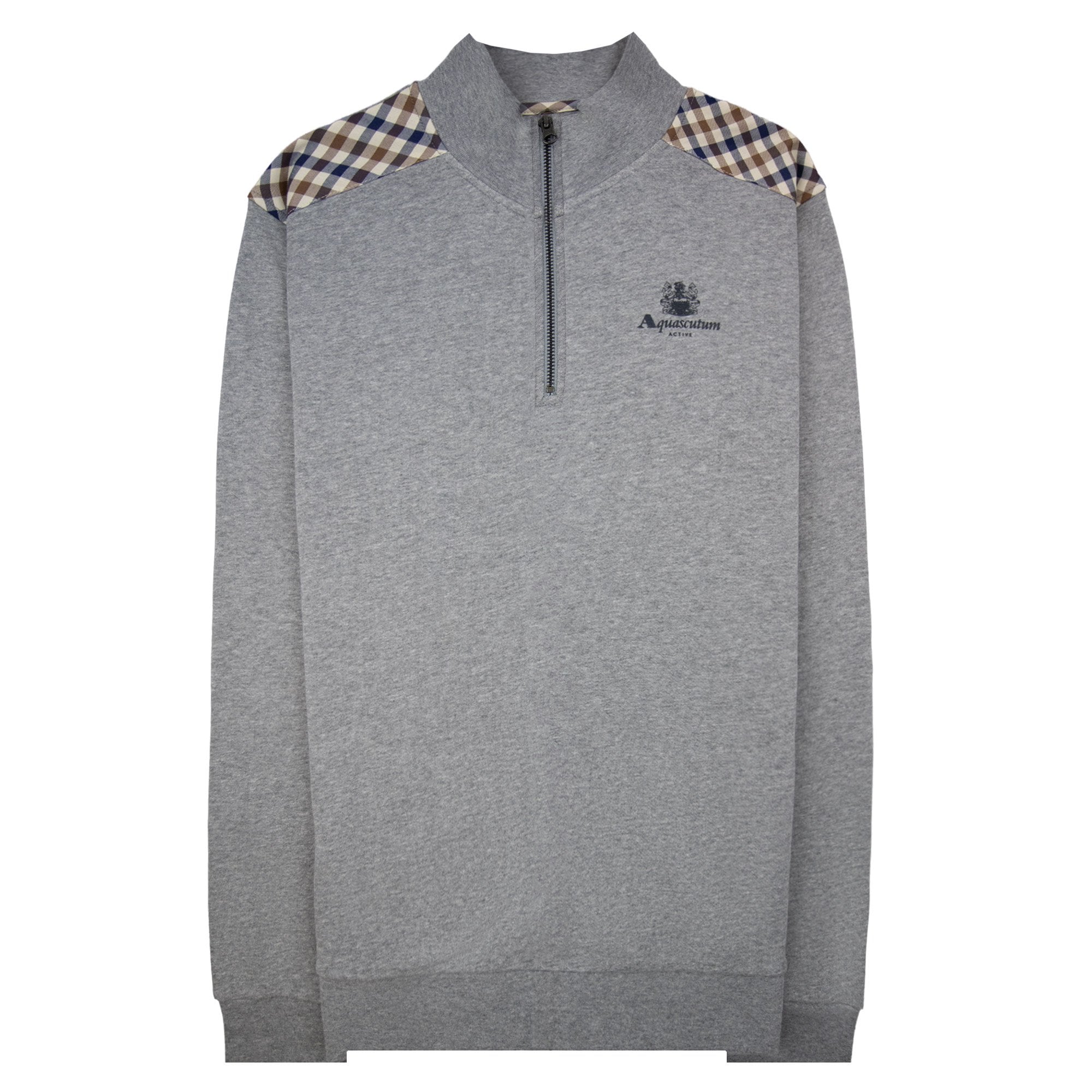 Aquascutum Cc Shoulder 1/4 Zip Sweatshirt Light Melange Grey 05