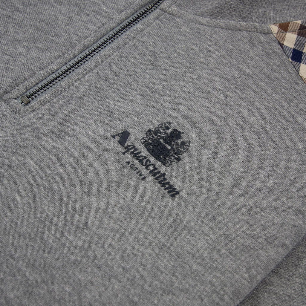 Aquascutum Cc Shoulder 1/4 Zip Sweatshirt Light Melange Grey 05