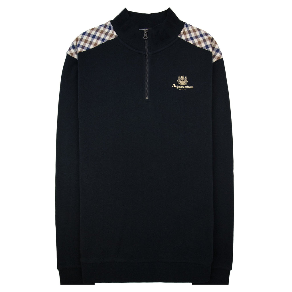 Aquascutum Cc Shoulder 1/4 Zip Sweatshirt 61 Black