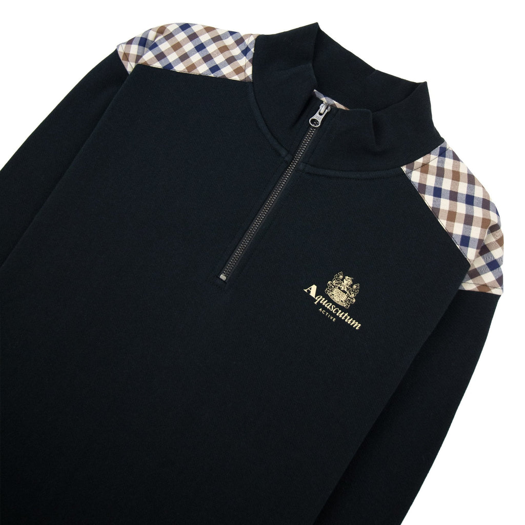 Aquascutum Cc Shoulder 1/4 Zip Sweatshirt 61 Black