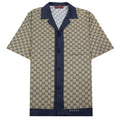 Gucci All Over Gg Print Silk Shirt Beige