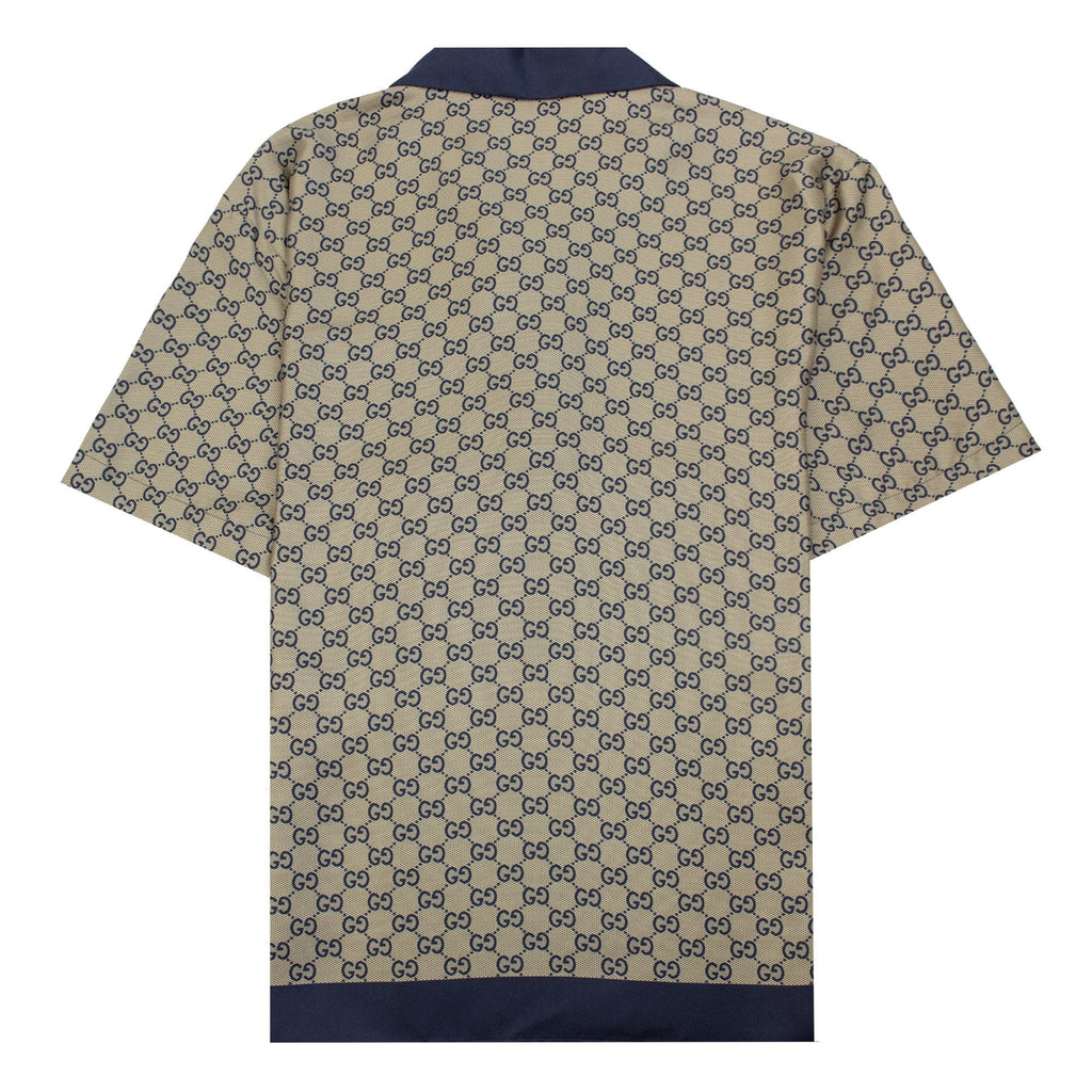 Gucci All Over Gg Print Silk Shirt Beige