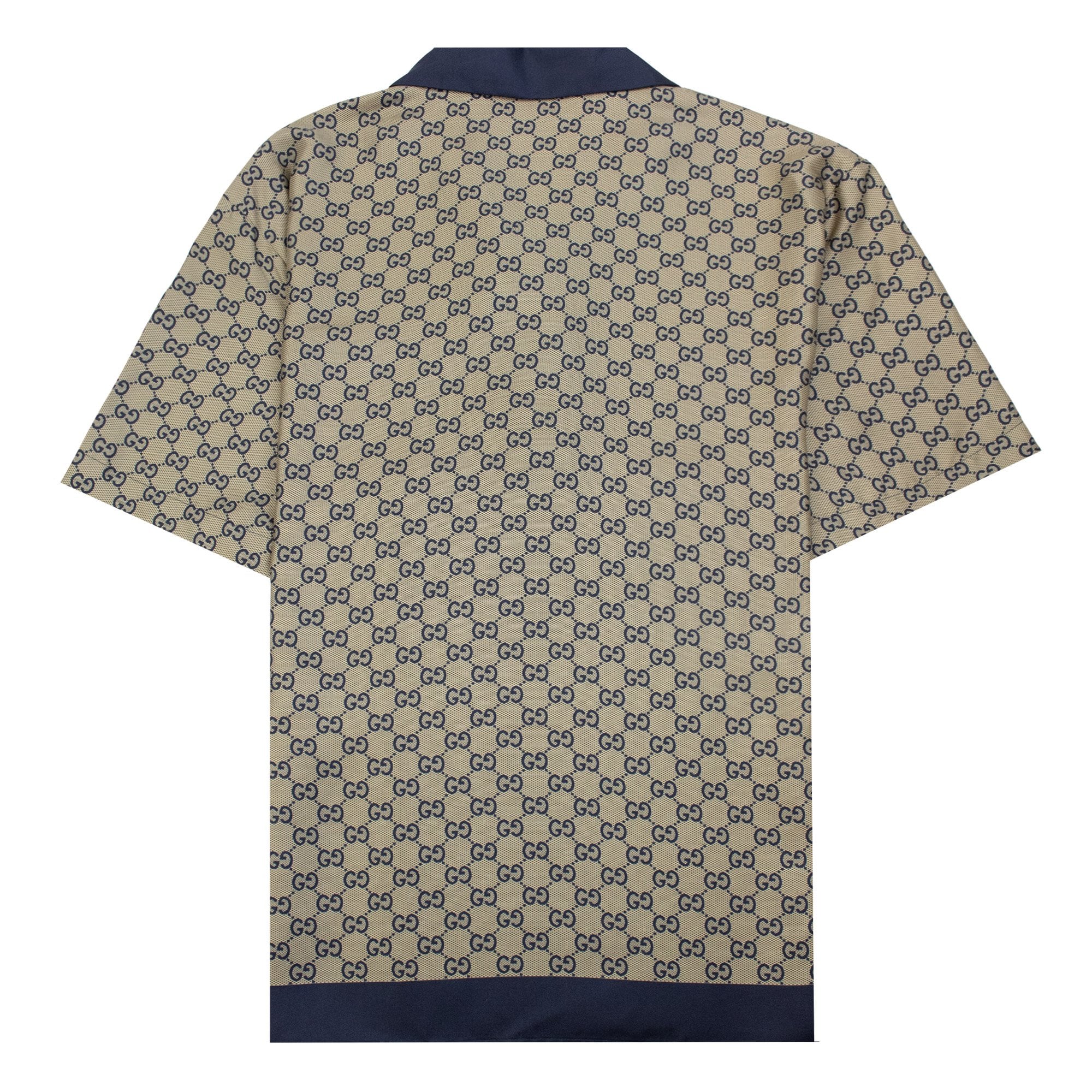 Gucci All Over Gg Print Silk Shirt Beige
