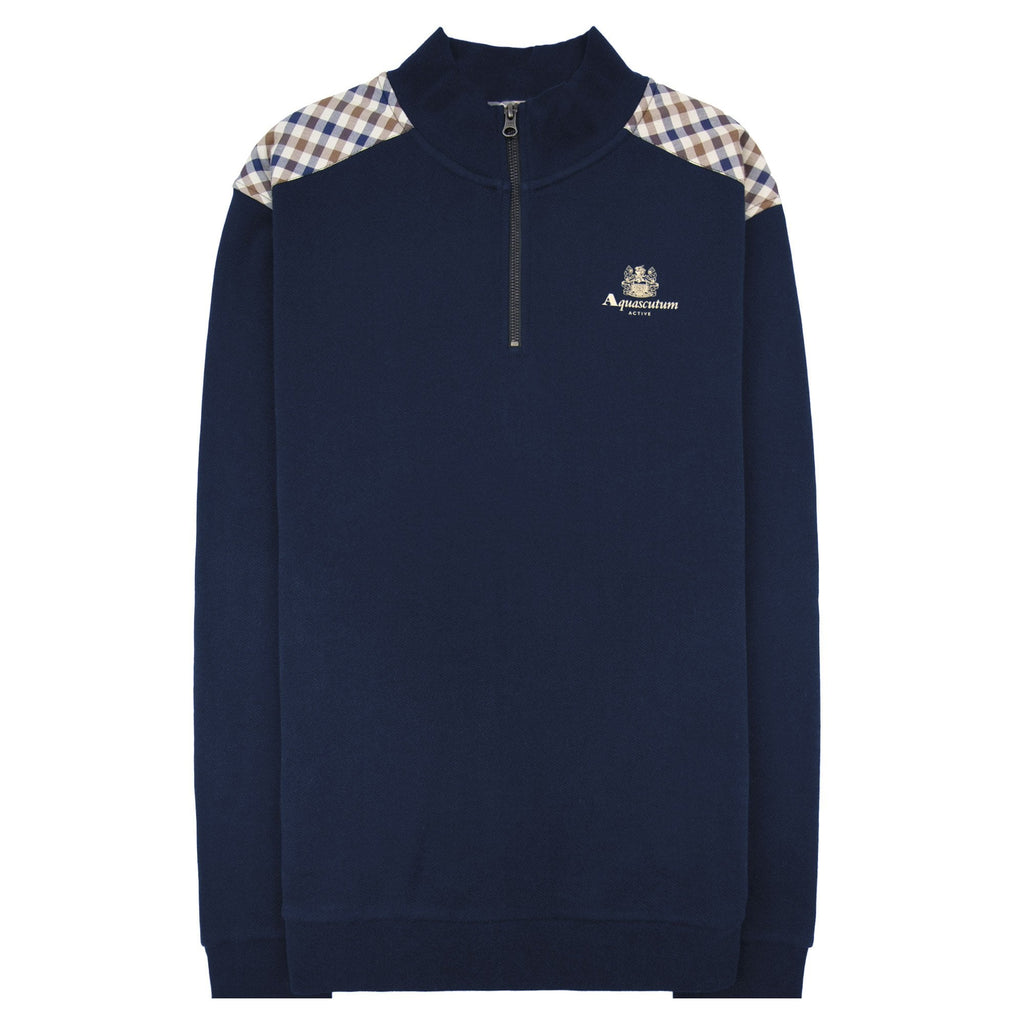 Aquascutum Cc Shoulder 1/4 Zip Sweatshirt Navy 11