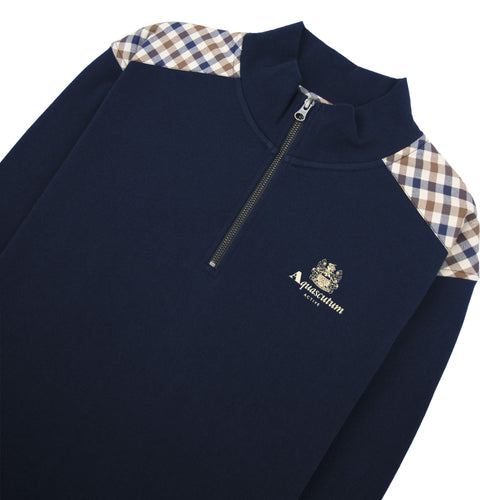 Aquascutum Cc Shoulder 1/4 Zip Sweatshirt Navy 11