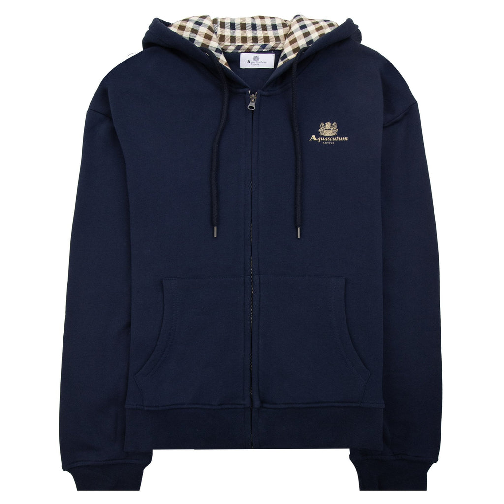 Aquascutum Small Logo Full Zipped Hoodie Navy 11