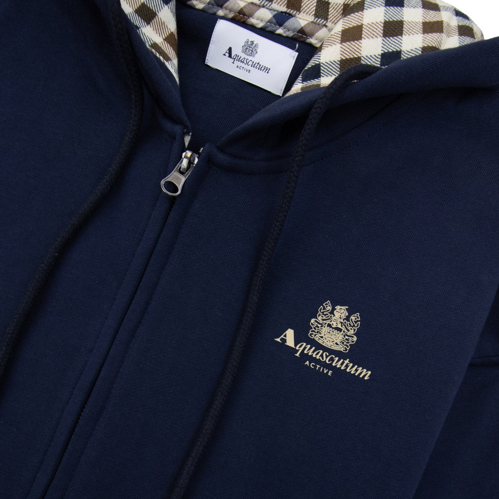 Aquascutum Small Logo Full Zipped Hoodie Navy 11