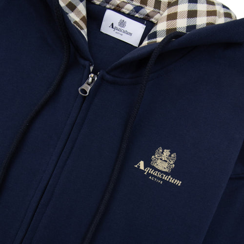 Aquascutum Small Logo Full Zipped Hoodie Navy 11