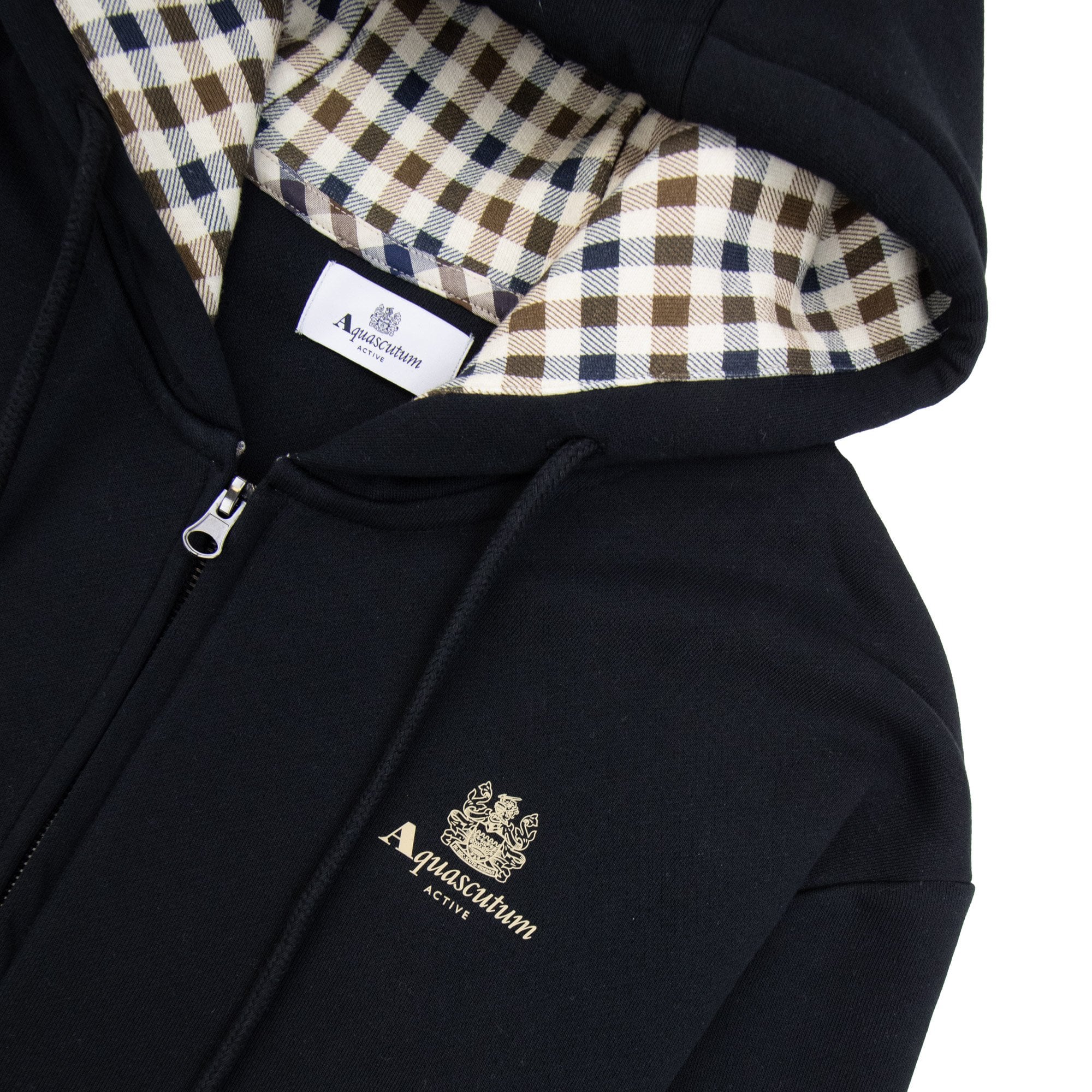 Aquascutum Small Logo Full Zipped Hoodie Black 16