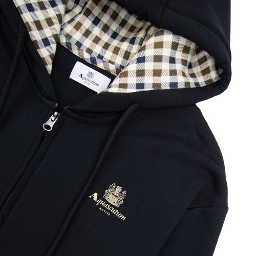 Aquascutum Small Logo Full Zipped Hoodie Black 16