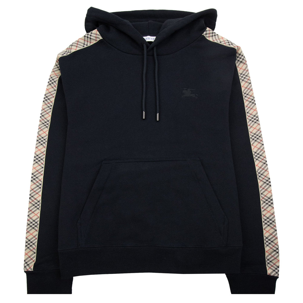 Burberry Check Trim Cotton Hoodie Black
