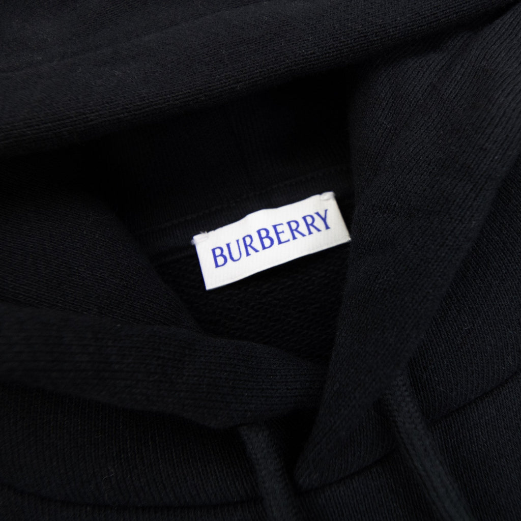 Burberry Check Trim Cotton Hoodie Black