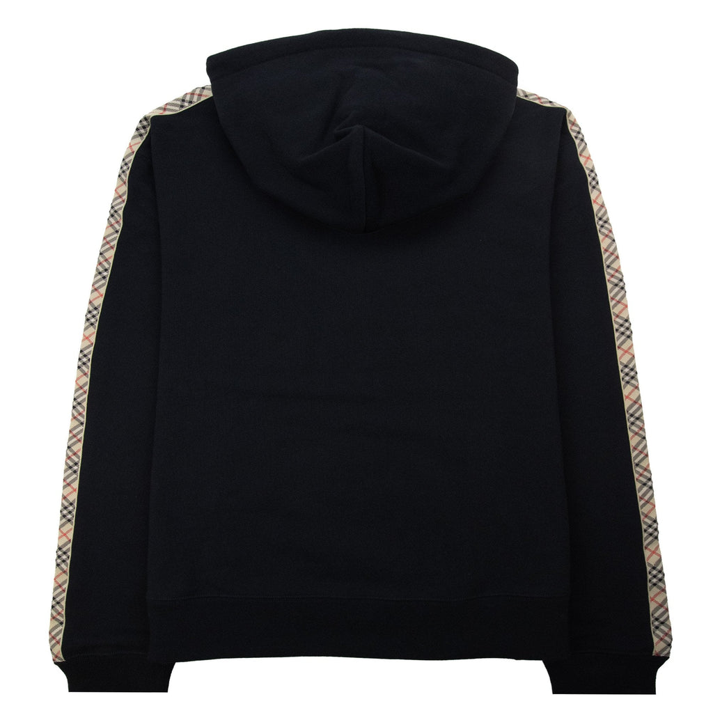Burberry Check Trim Cotton Hoodie Black