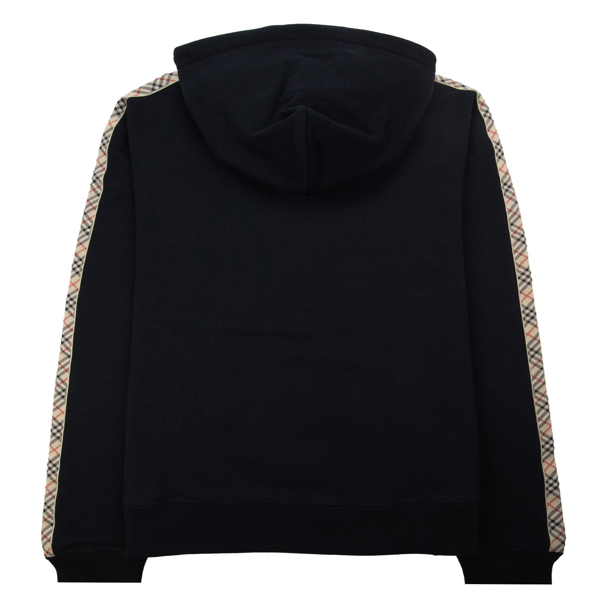 Burberry Check Trim Cotton Hoodie Black
