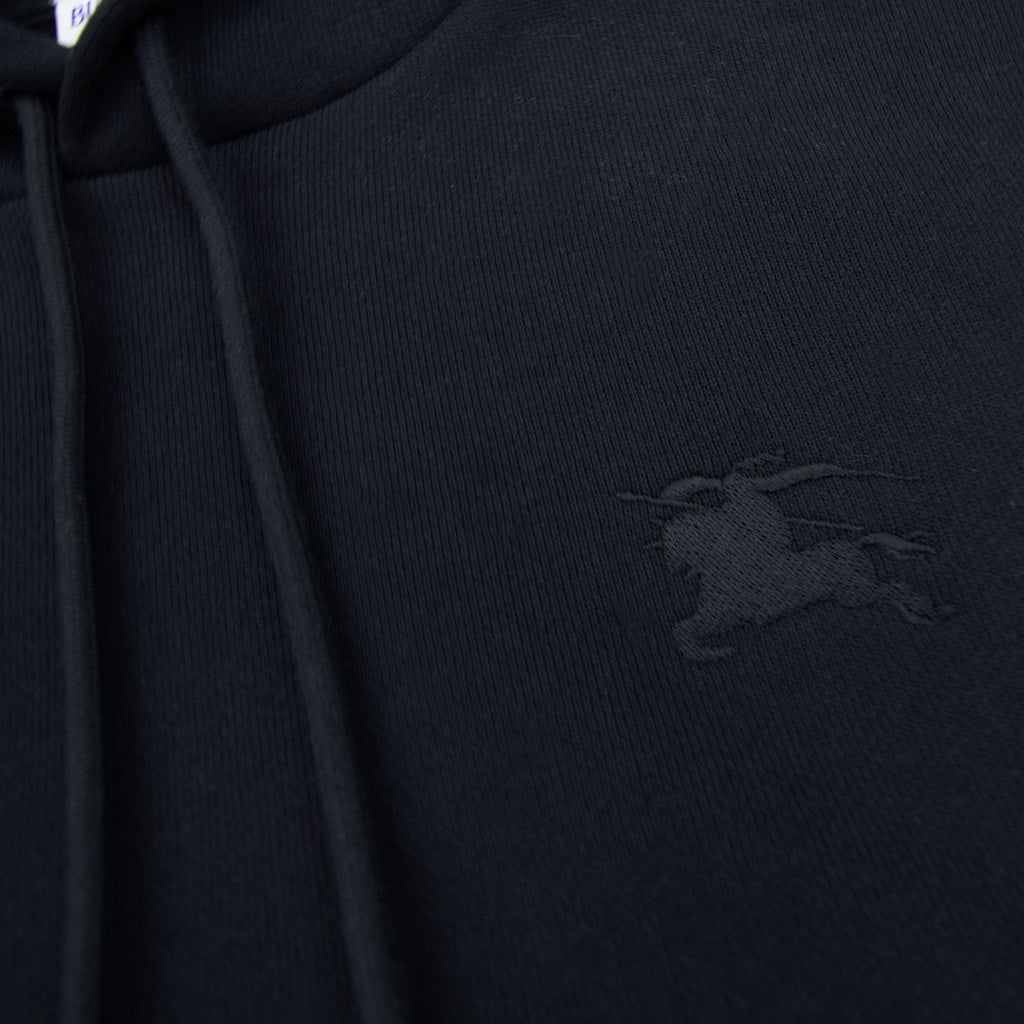 Burberry Check Trim Cotton Hoodie Black