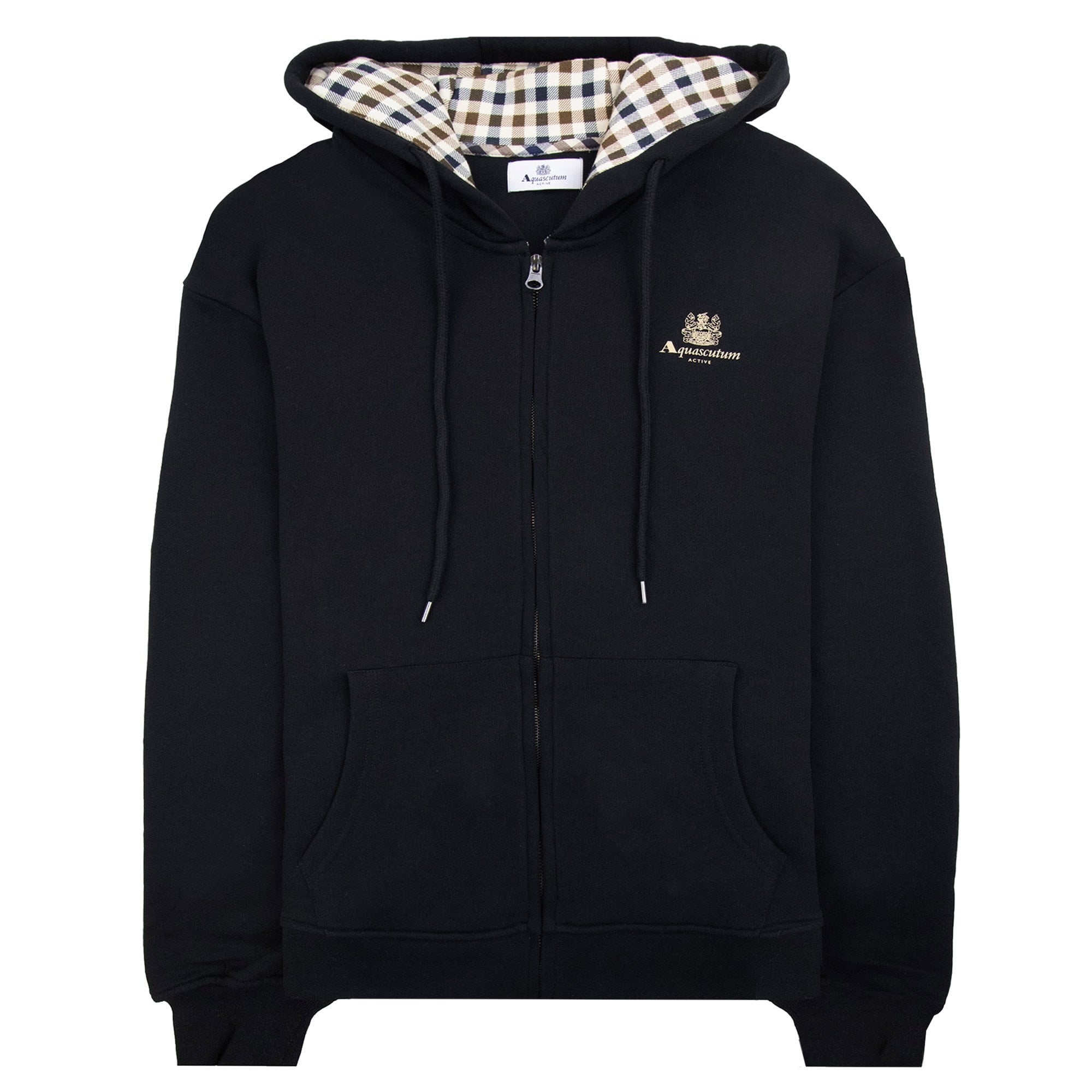 Aquascutum Small Logo Full Zipped Hoodie Black 16