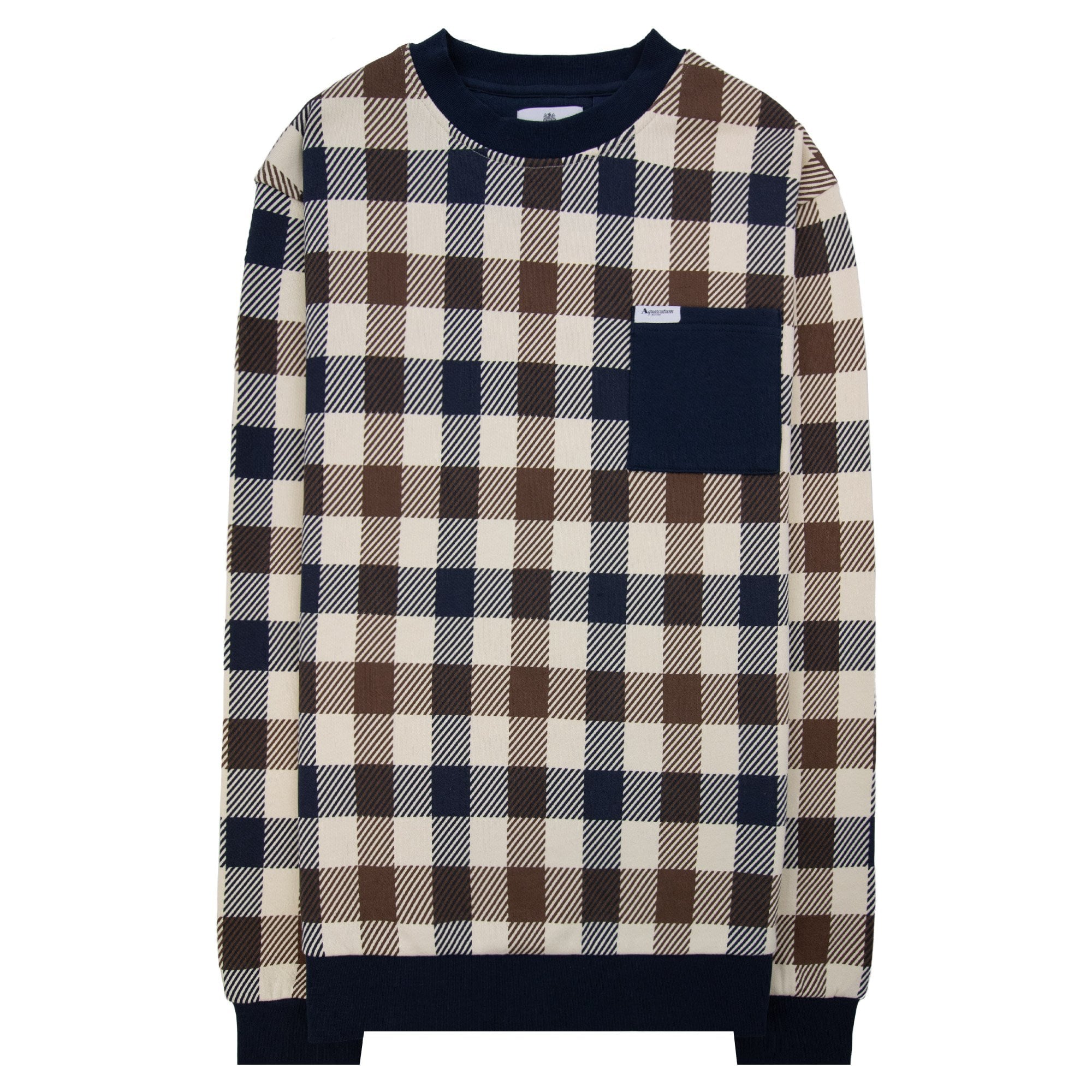 Aquascutum Iconic Pocket Fleece Sweatshirt Macro Club Check 30