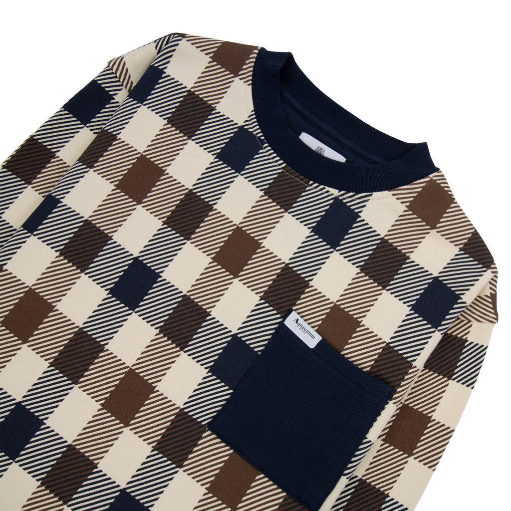 Aquascutum Iconic Pocket Fleece Sweatshirt Macro Club Check 30