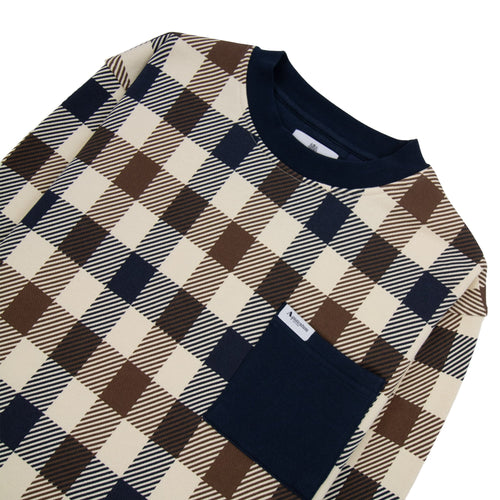 Aquascutum Iconic Pocket Fleece Sweatshirt Macro Club Check 30