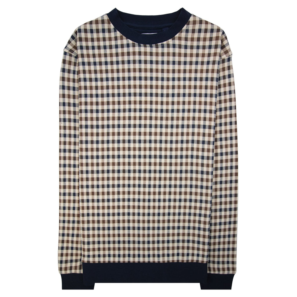 Aquascutum Iconic Crewneck Fleece Sweatshirt Club Check 28