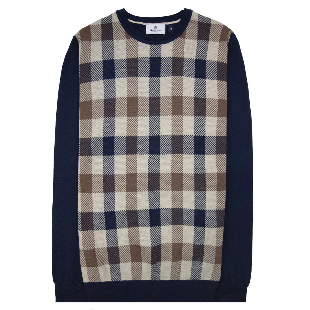 Aquascutum Active Club Check Lana Wool Sweater Navy 11