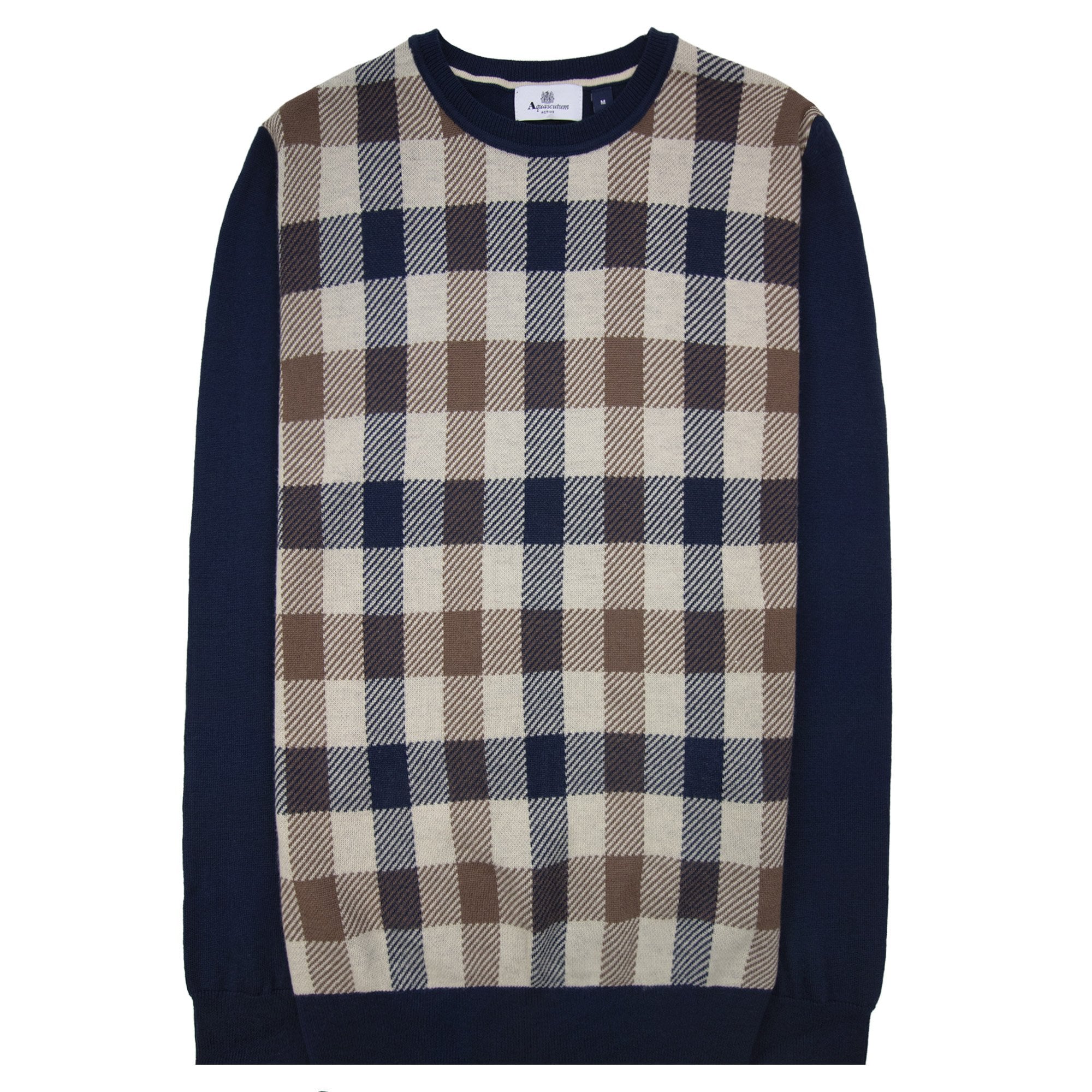 Aquascutum Active Club Check Lana Wool Sweater Navy 11