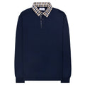 Aquascutum Club Check Collar L/s Polo Navy