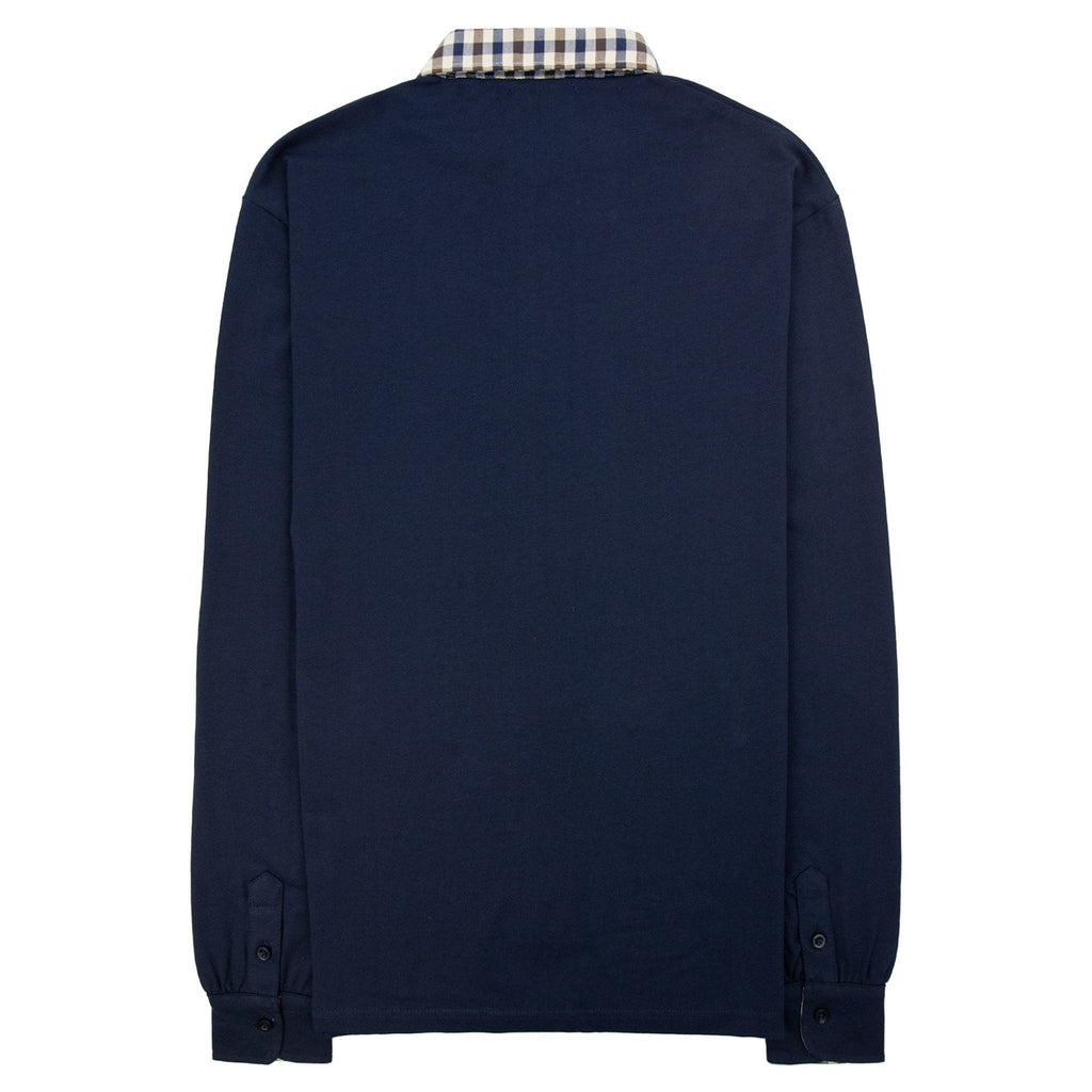 Aquascutum Club Check Collar L/s Polo Navy