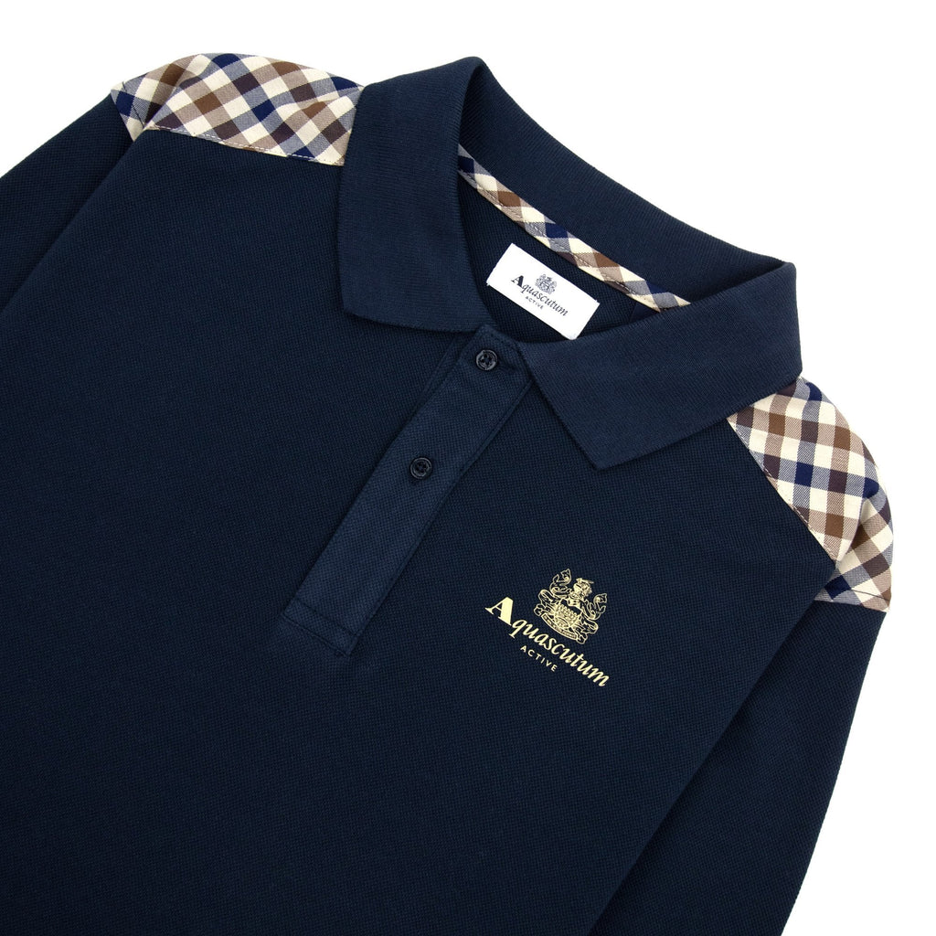 Aquascutum Stripes Piquet L/s Polo Navy 11