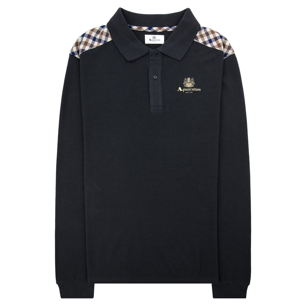 Aquascutum Stripes Piquet L/s Polo Black 16