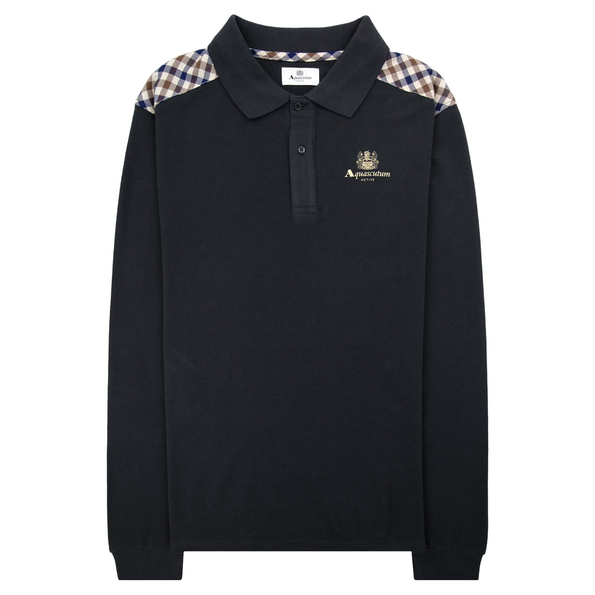 Aquascutum Stripes Piquet L/s Polo Black 16