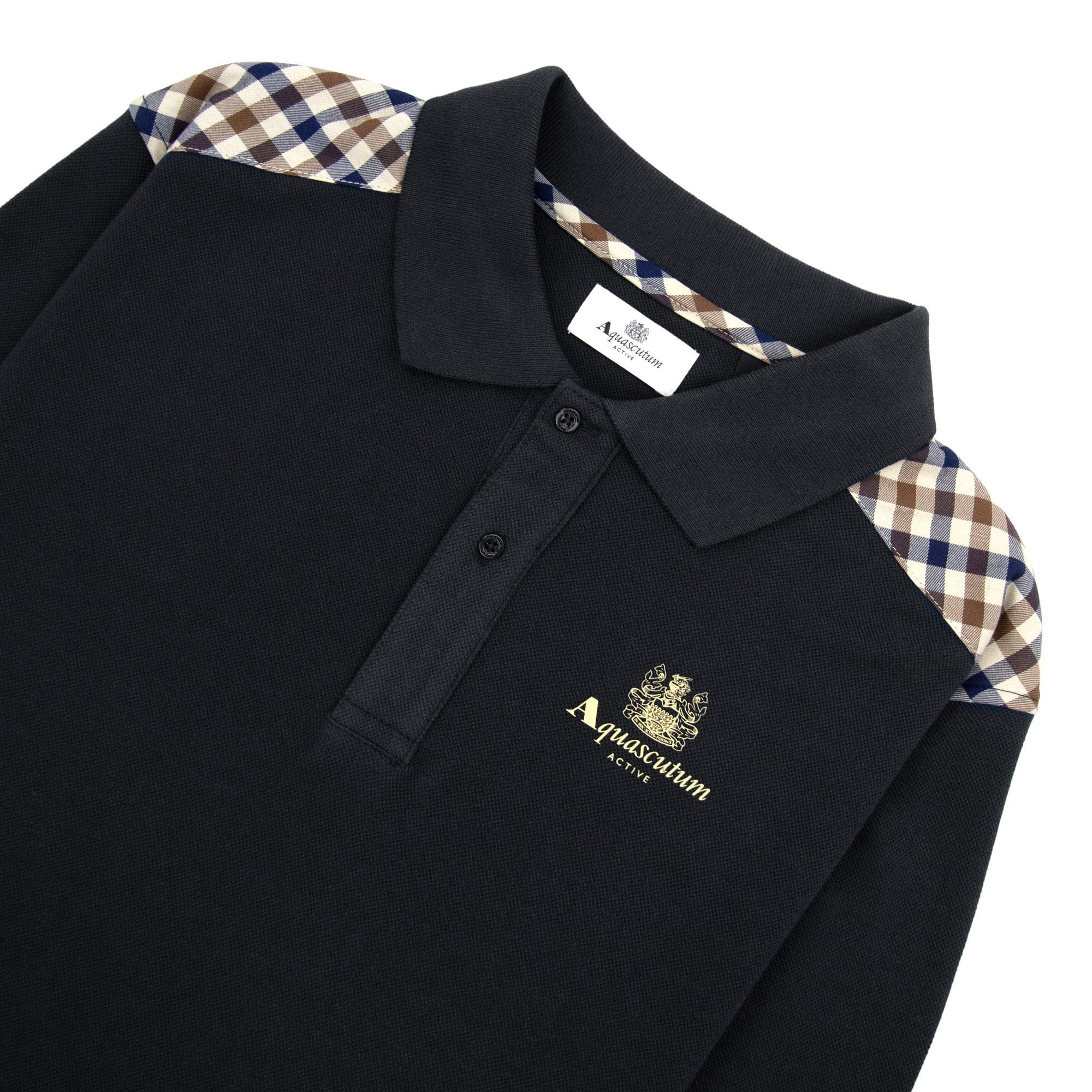 Aquascutum Stripes Piquet L/s Polo Black 16