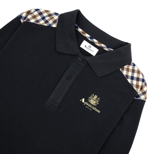 Aquascutum Stripes Piquet L/s Polo Black 16