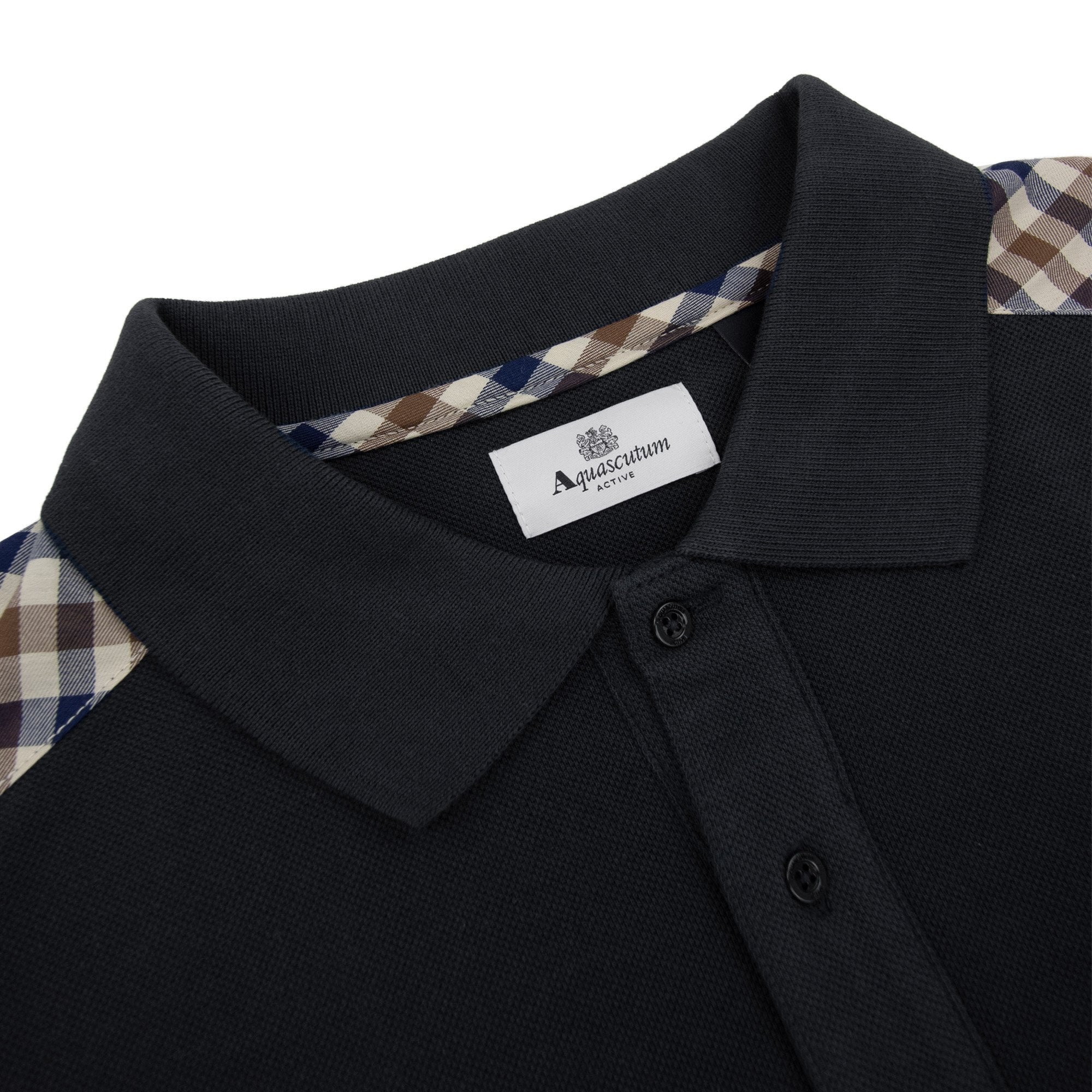 Aquascutum Stripes Piquet L/s Polo Black 16