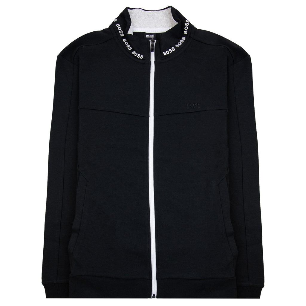 Hugo Boss Skaz 1 Embroidered Logo Zip Up Sweatshirt Black 001