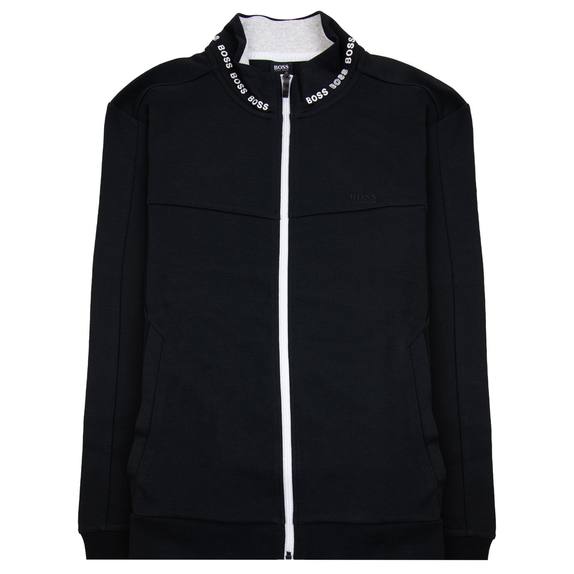 Hugo Boss Skaz 1 Embroidered Logo Zip Up Sweatshirt Black 001