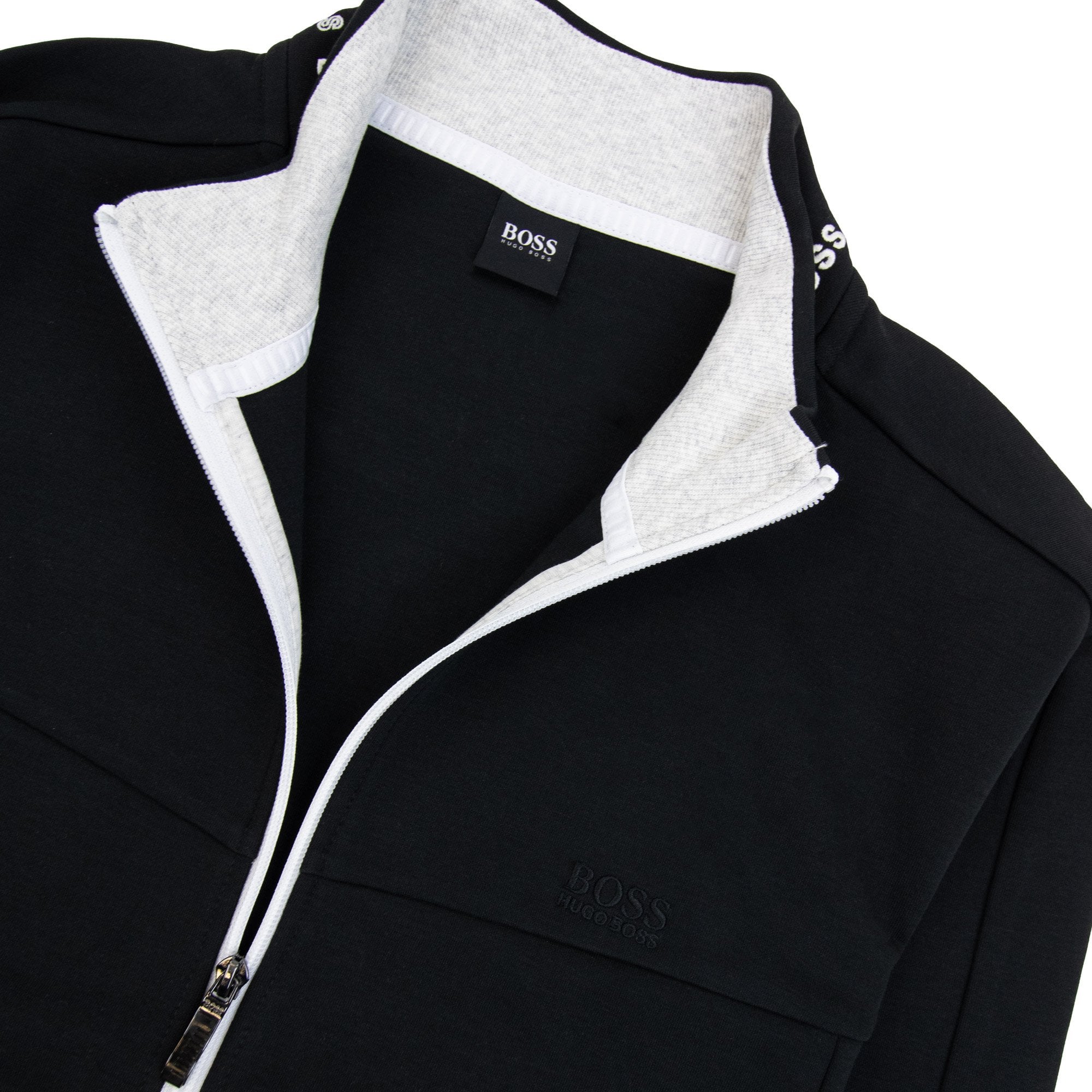 Hugo Boss Skaz 1 Embroidered Logo Zip Up Sweatshirt Black 001