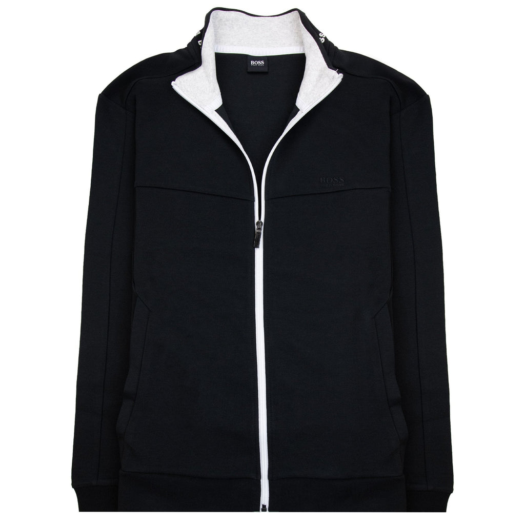 Hugo Boss Skaz 1 Embroidered Logo Zip Up Sweatshirt Black 001