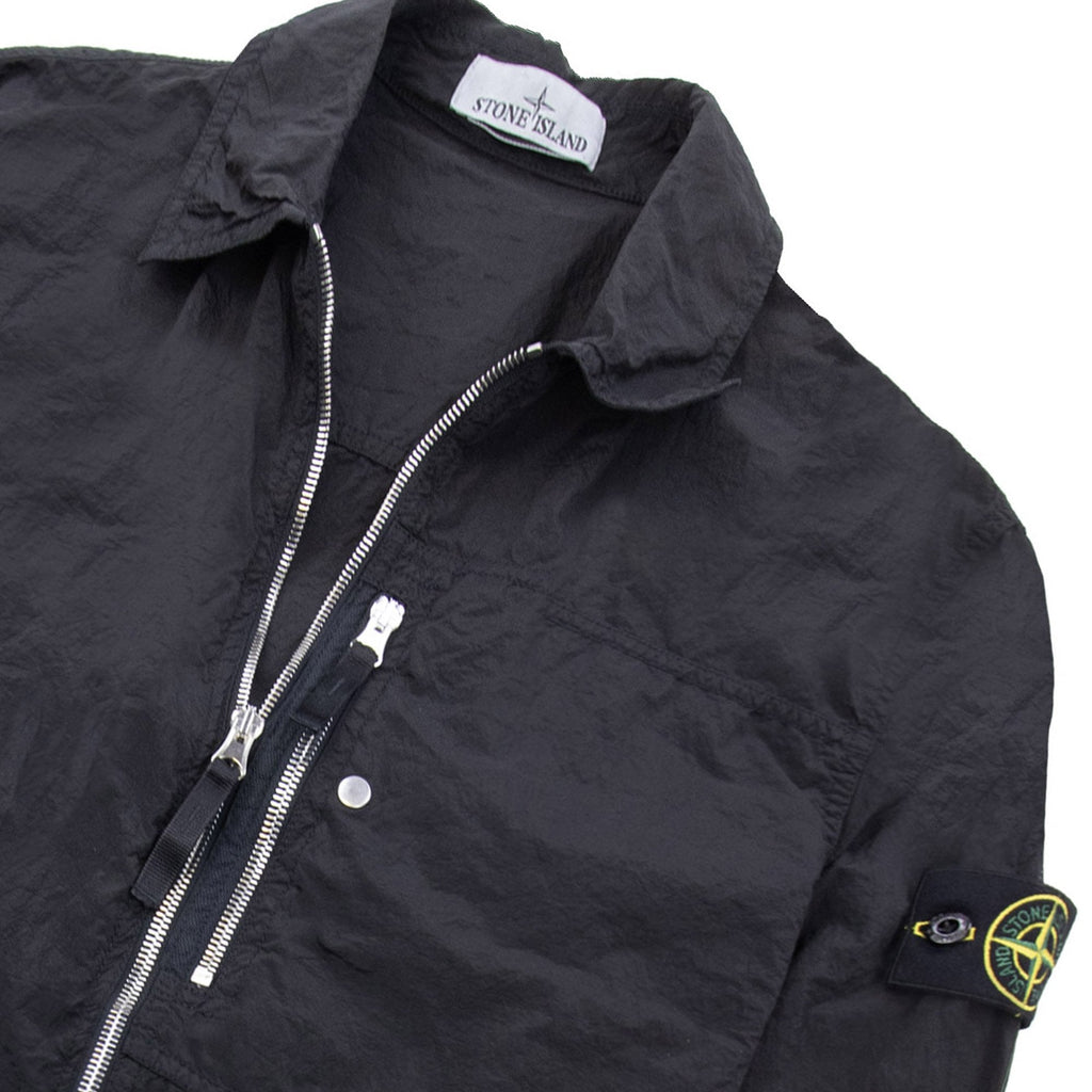 Stone Island 1200031 Nylon Metal Zip Overshirt Black V0029