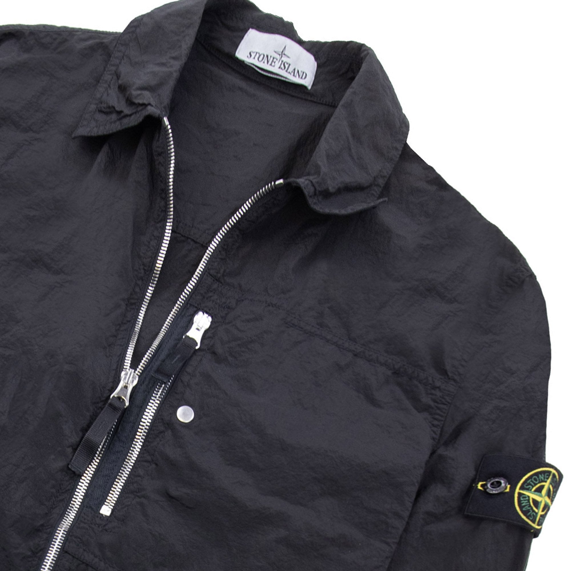 Stone Island 1200031 Nylon Metal Zip Overshirt Black V0029