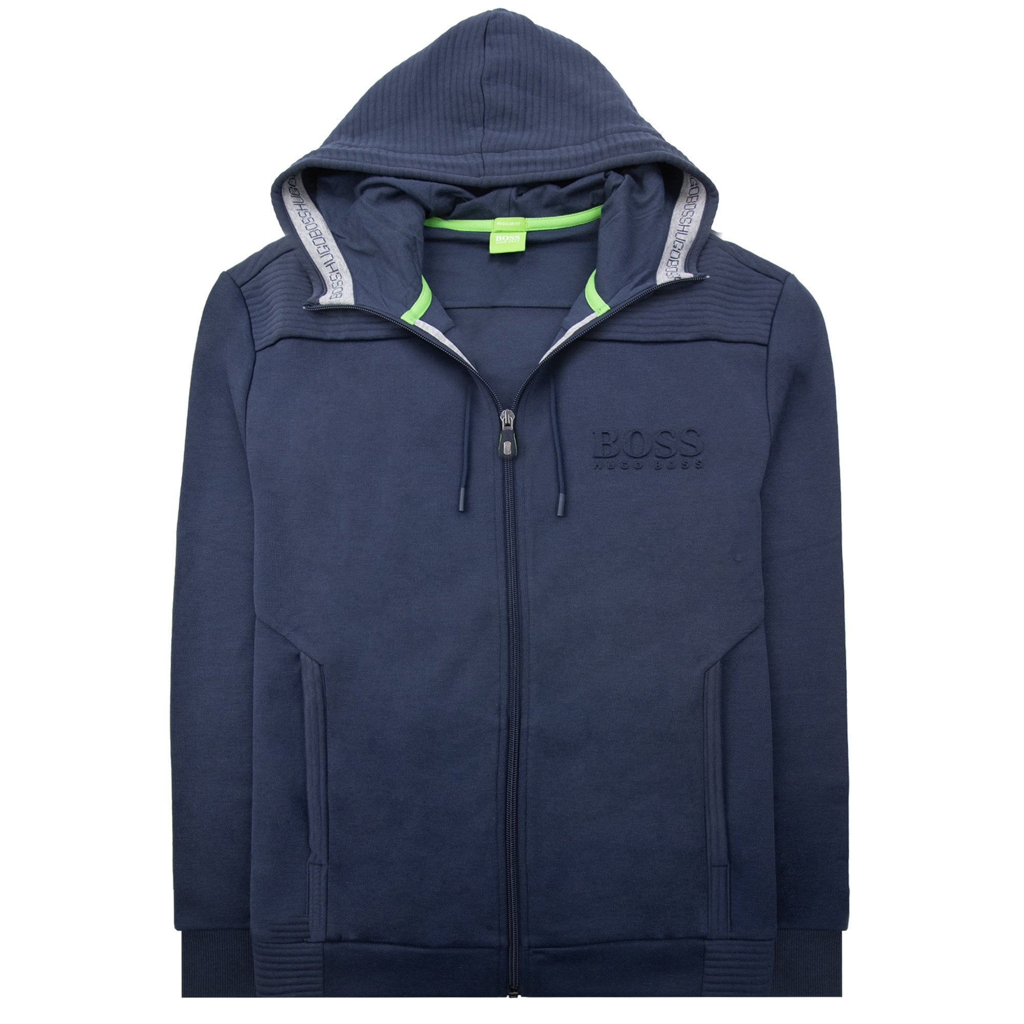 Hugo Boss Saggy Embossed Logo Hoodie Navy