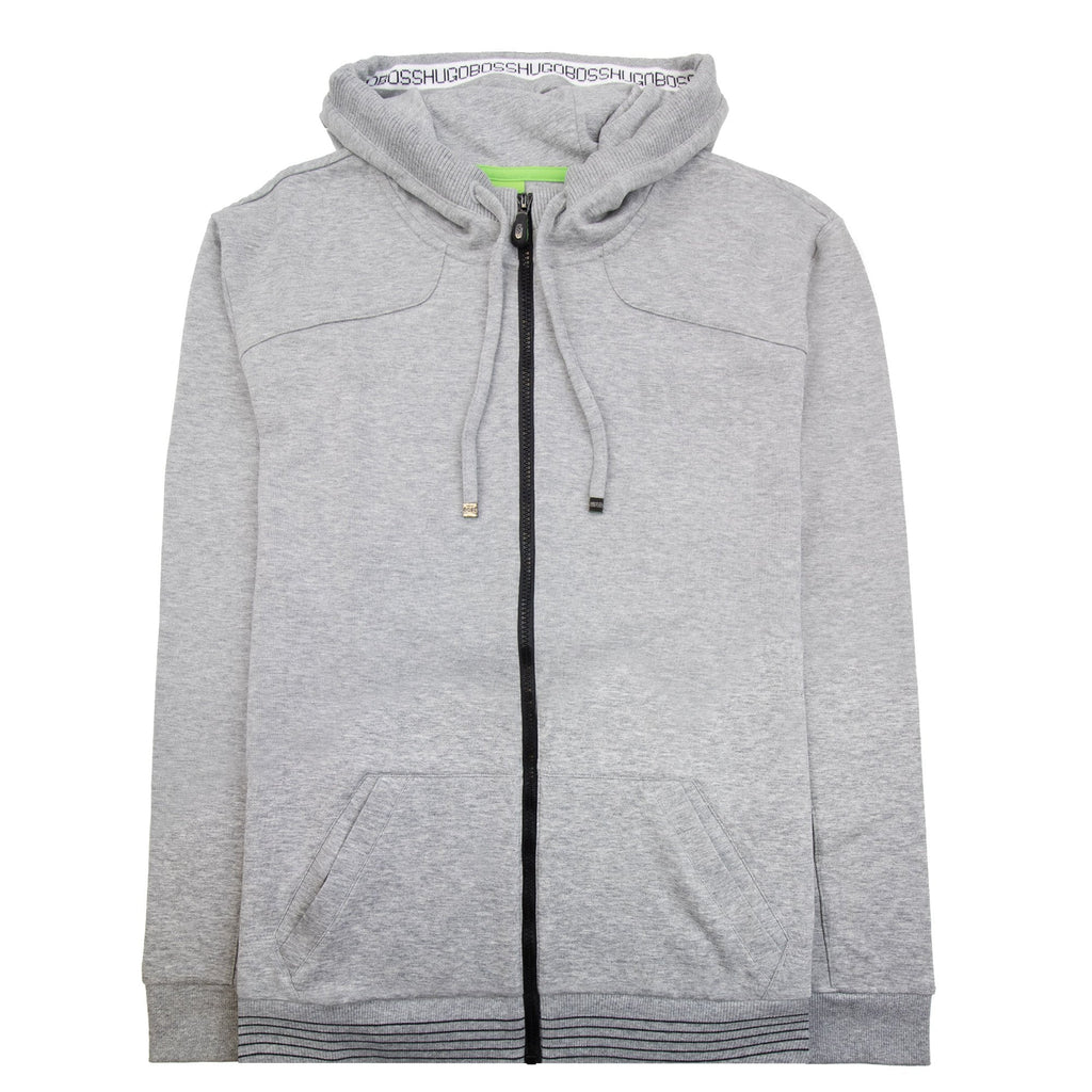 Hugo Boss Rubber Logo Zip Up Hoodie Gray 059