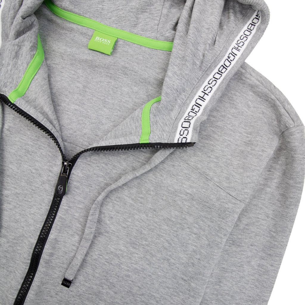 Hugo Boss Rubber Logo Zip Up Hoodie Gray 059