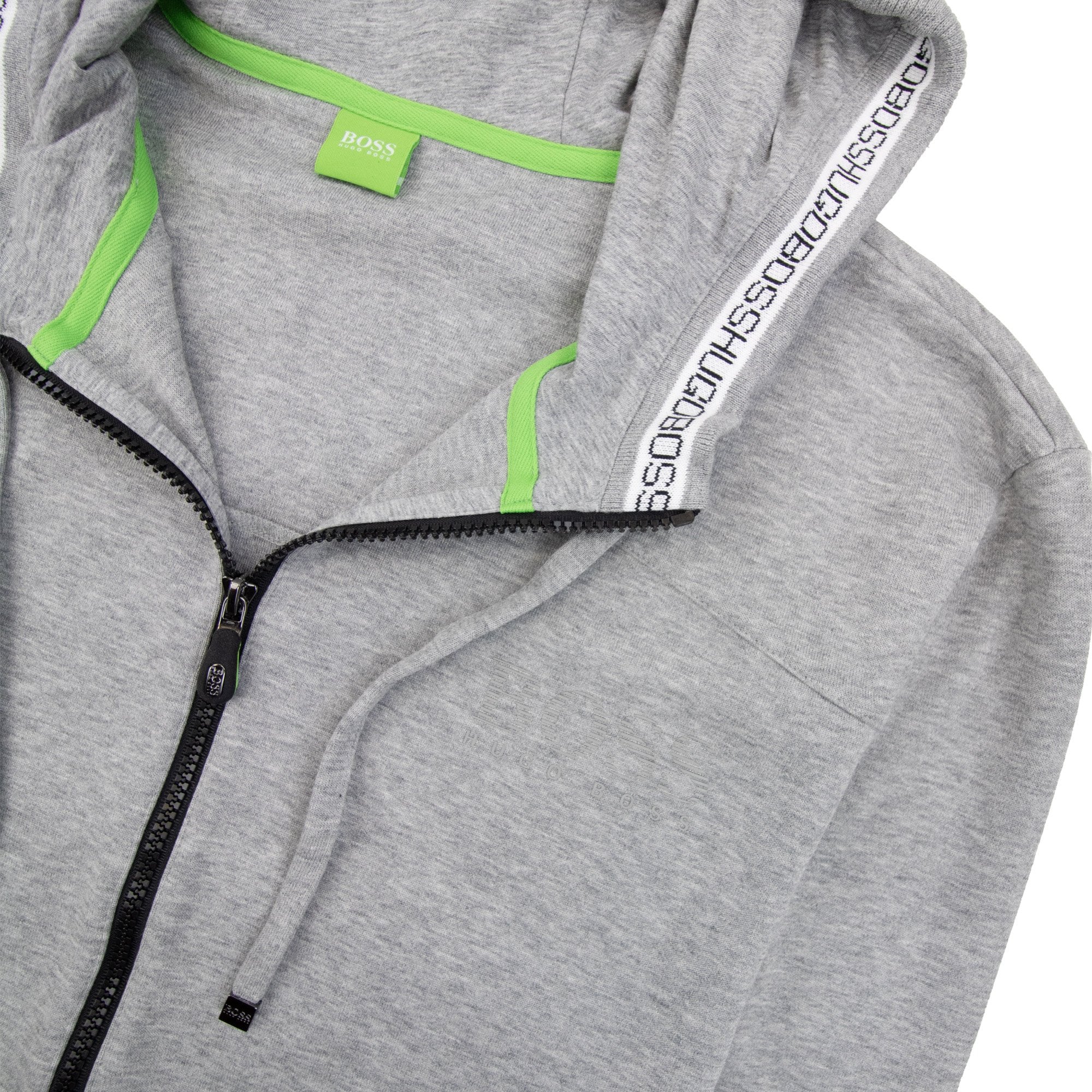 Hugo Boss Rubber Logo Zip Up Hoodie Gray 059