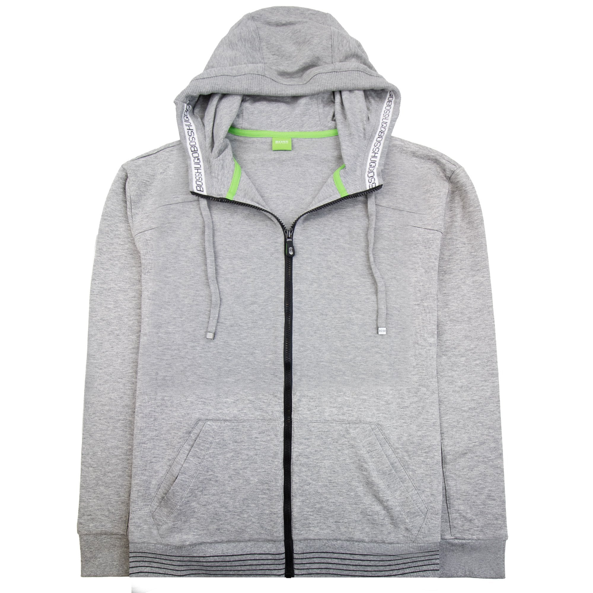 Hugo Boss Rubber Logo Zip Up Hoodie Gray 059