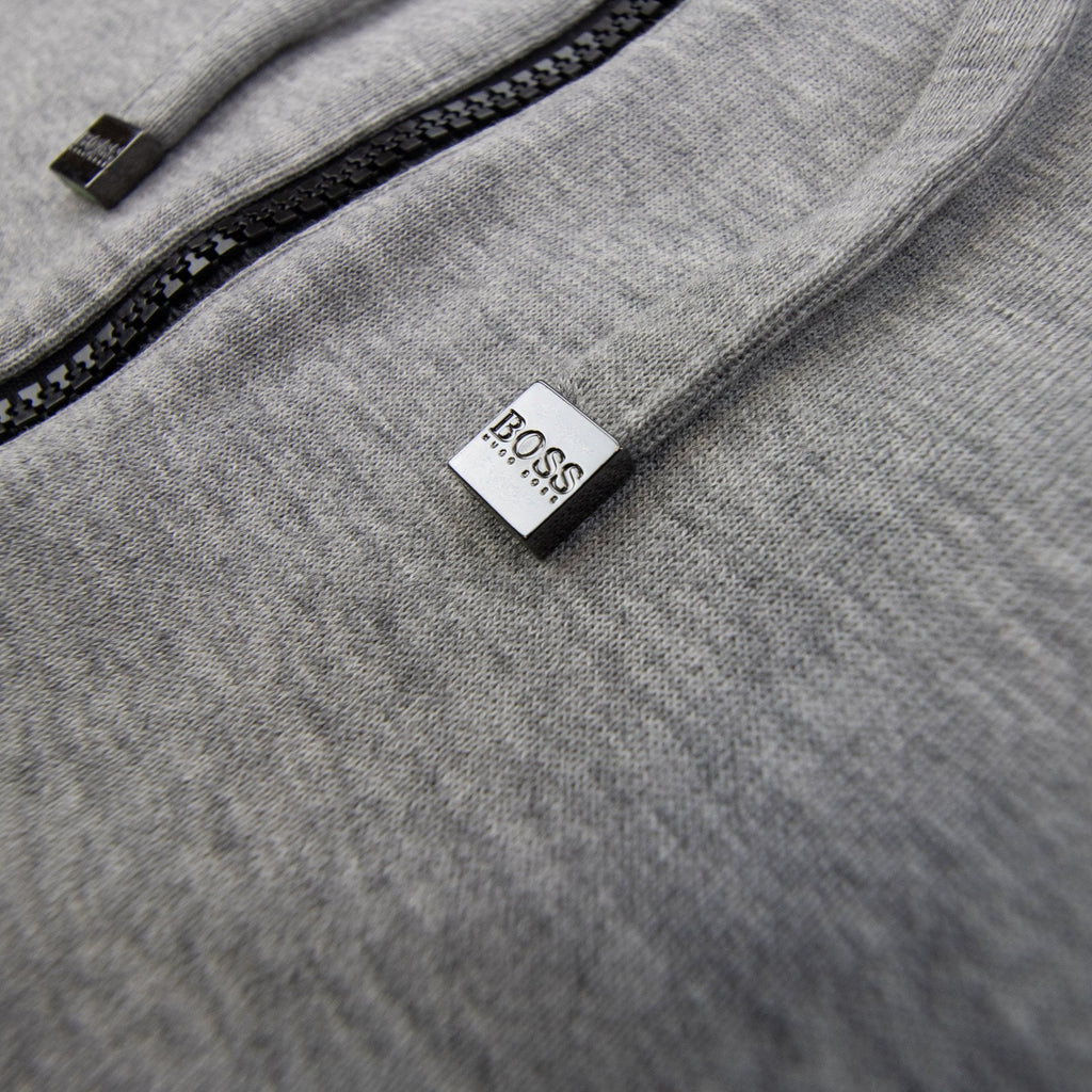 Hugo Boss Rubber Logo Zip Up Hoodie Gray 059
