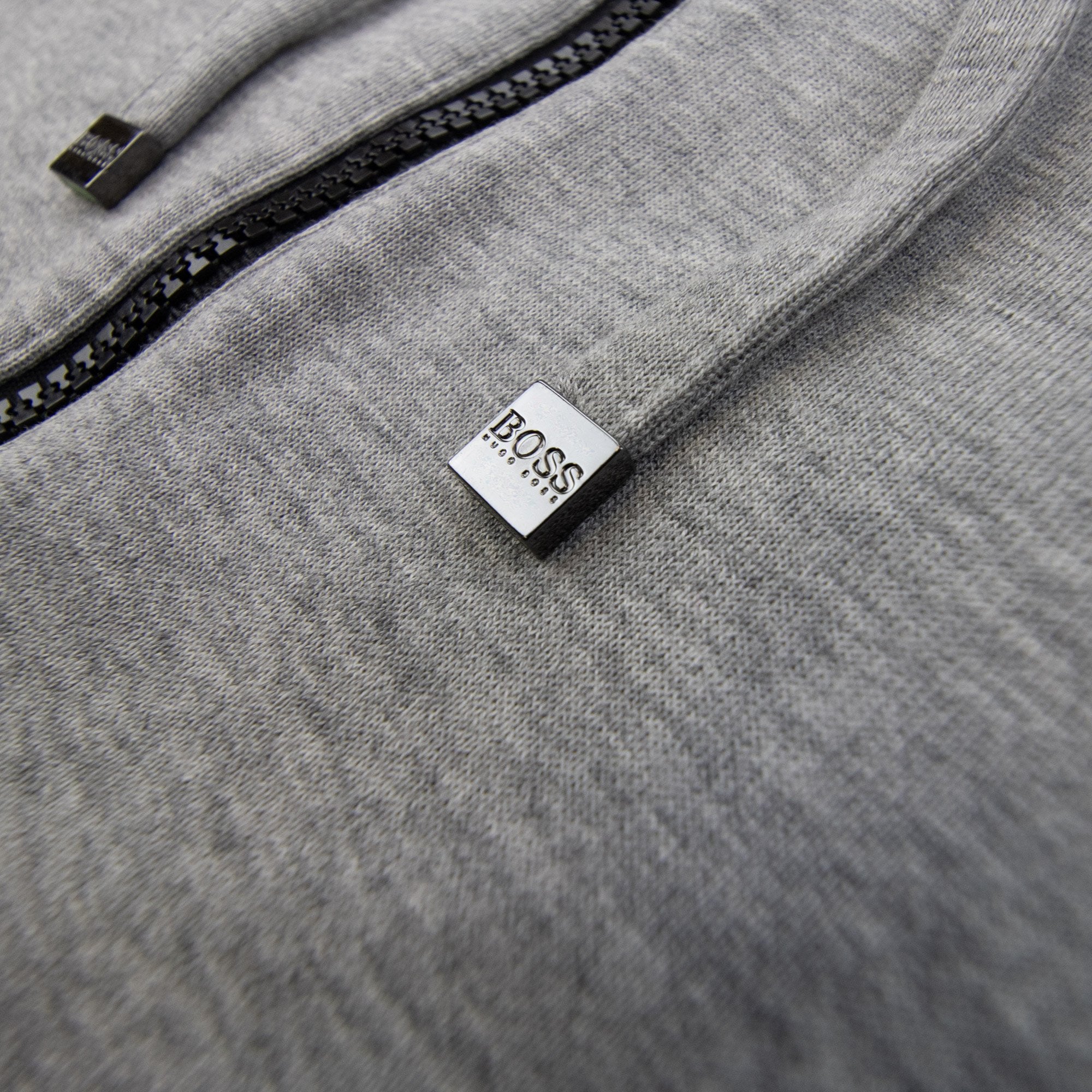 Hugo Boss Rubber Logo Zip Up Hoodie Gray 059
